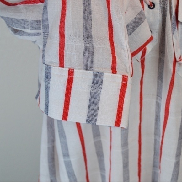 UMGEE Lace-Up Lightweight Gauzey Cotton Striped Tunic/Cover-Up, Medium NEW - Picture 6 of 8